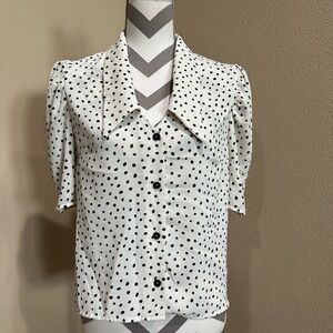 GOOD LUCK GEM White Short Sleeved Bouse with puff sleeve